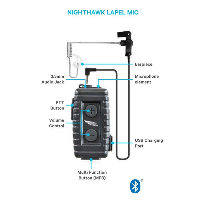 Tait NightHawk Volume Control with PTT Earpiece